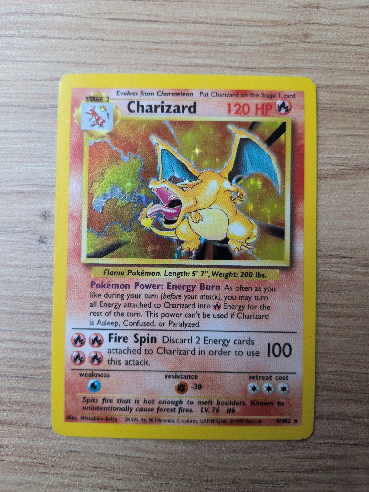 Charizard Base Set 1999, Verzenden, Gebruikt, Losse kaart, Foil