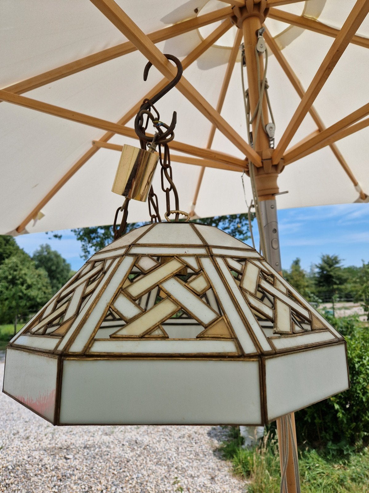 Antieke Tiffany lamp - Hanglamp met glas-in-lood, Antiek en Kunst, Ophalen