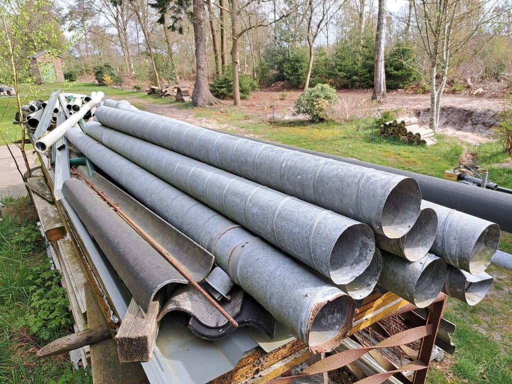 Plm 25m¹spiro buizen en bochten rond 125mm, Ophalen, Overige materialen, Gebruikt, 2 tot 4 meter