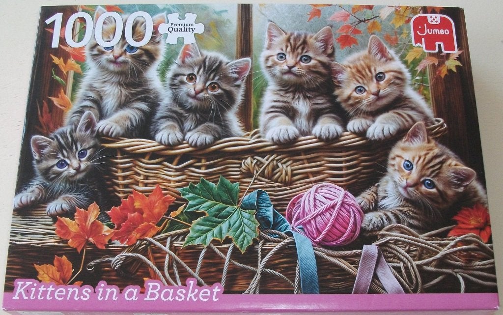 Puzzel *** KITTENS IN A BASKET *** 1000 stukjes Jumbo, Ophalen of Verzenden, 500 t/m 1500 stukjes, Zo goed als nieuw, Legpuzzel