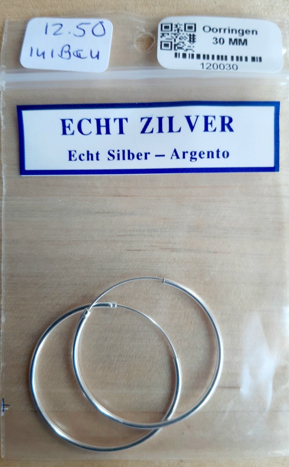 nieuwe zilveren oorringen 30 mm, Hangers, Nieuw, Ophalen of Verzenden, Zilver