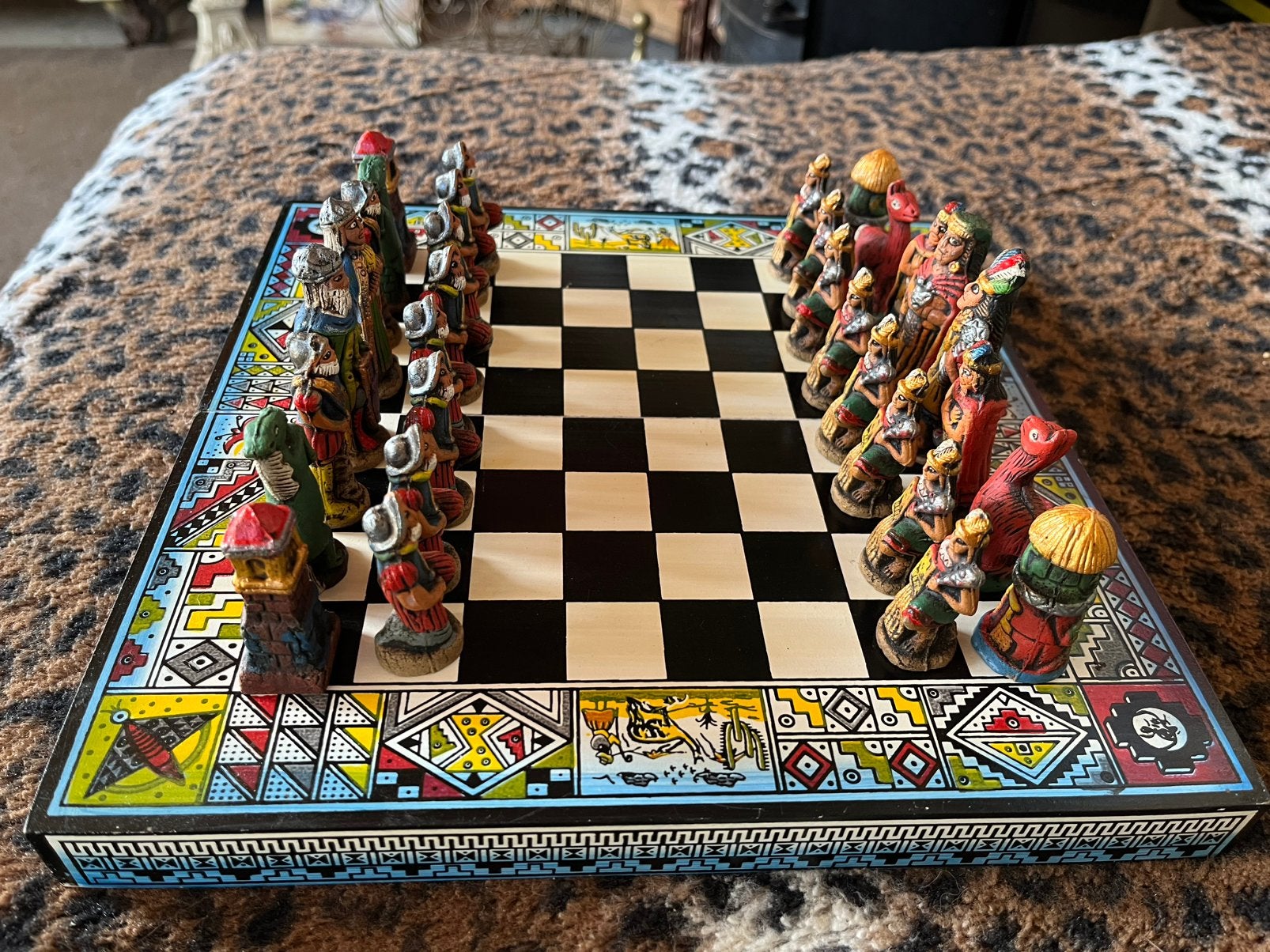 Vintage schaakspel in kist Maya’s soldaten, Hobby en Vrije tijd, Ophalen of Verzenden, Zo goed als nieuw