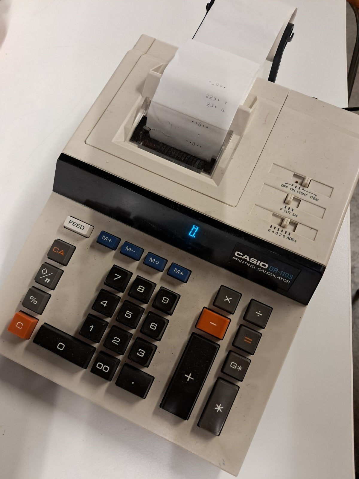Vintage Casio rekenmachine met printer, Ophalen of Verzenden, Gebruikt
