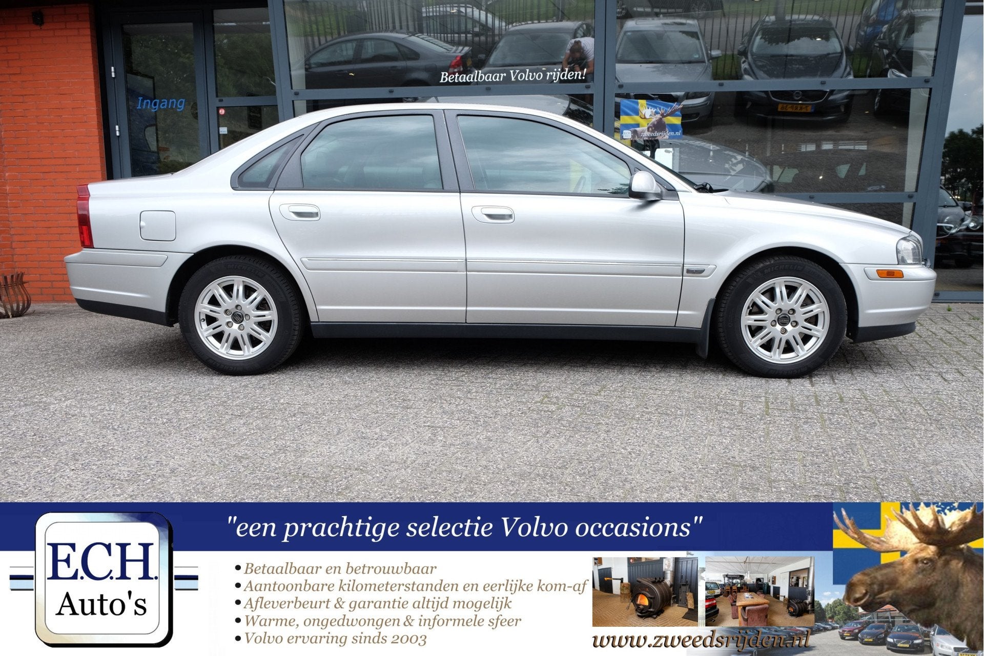 Volvo S80 2.4T 200 pk Elektr. stoel Dealer onderhouden, Leer, Auto's, Voorwielaandrijving, Dealer onderhouden, 1494 kg, Met garantie (alle)