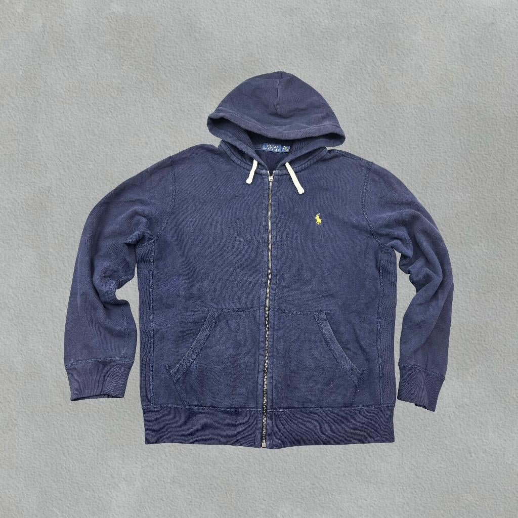 (994) Marineblauwe Ralph Lauren Zip Vest - M - Zeer Goed, Kleding | Heren, Truien en Vesten, Zo goed als nieuw, Overige maten