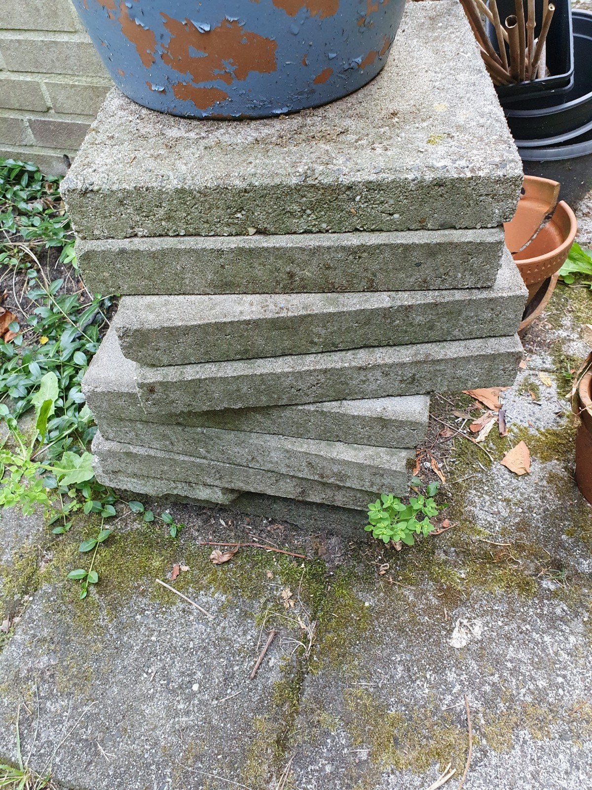 Grijze stoeptegels ca 100 stuks, Ophalen, Gebruikt, Beton, Overige typen