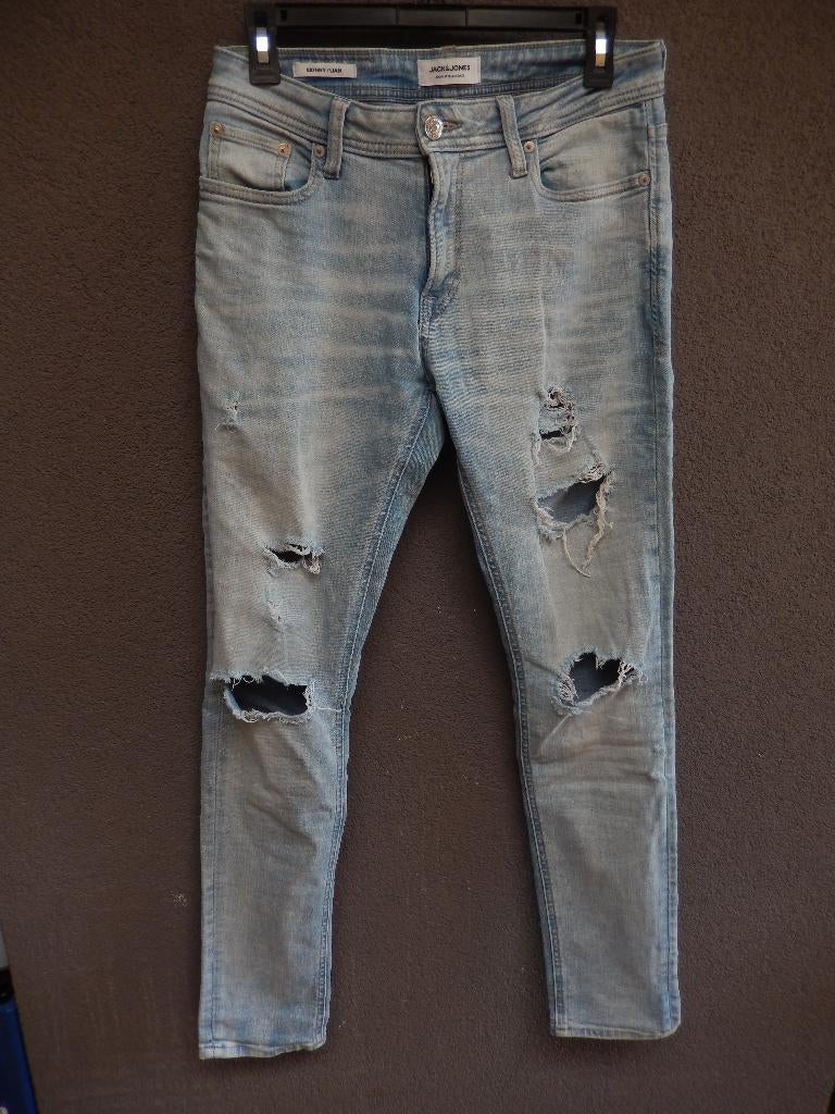 Jack & Jones Ripped Skinny Jeans - spijkerbroek Liam W29, Blauw, W32 (confectie 46) of kleiner, Ophalen of Verzenden, Zo goed als nieuw