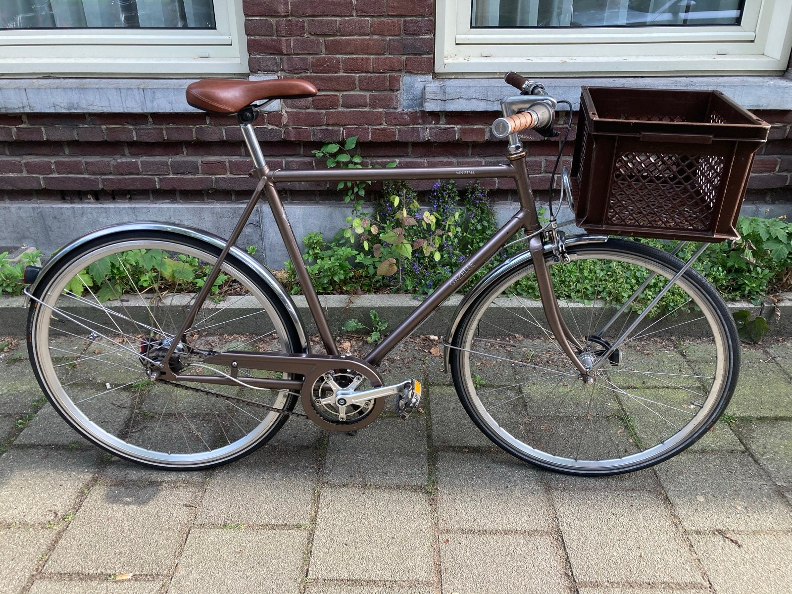 Gazelle Van Stael 2017, bruin, framemaat 59, Nexus 7, Ophalen, Versnellingen, Zo goed als nieuw, 57 tot 61 cm