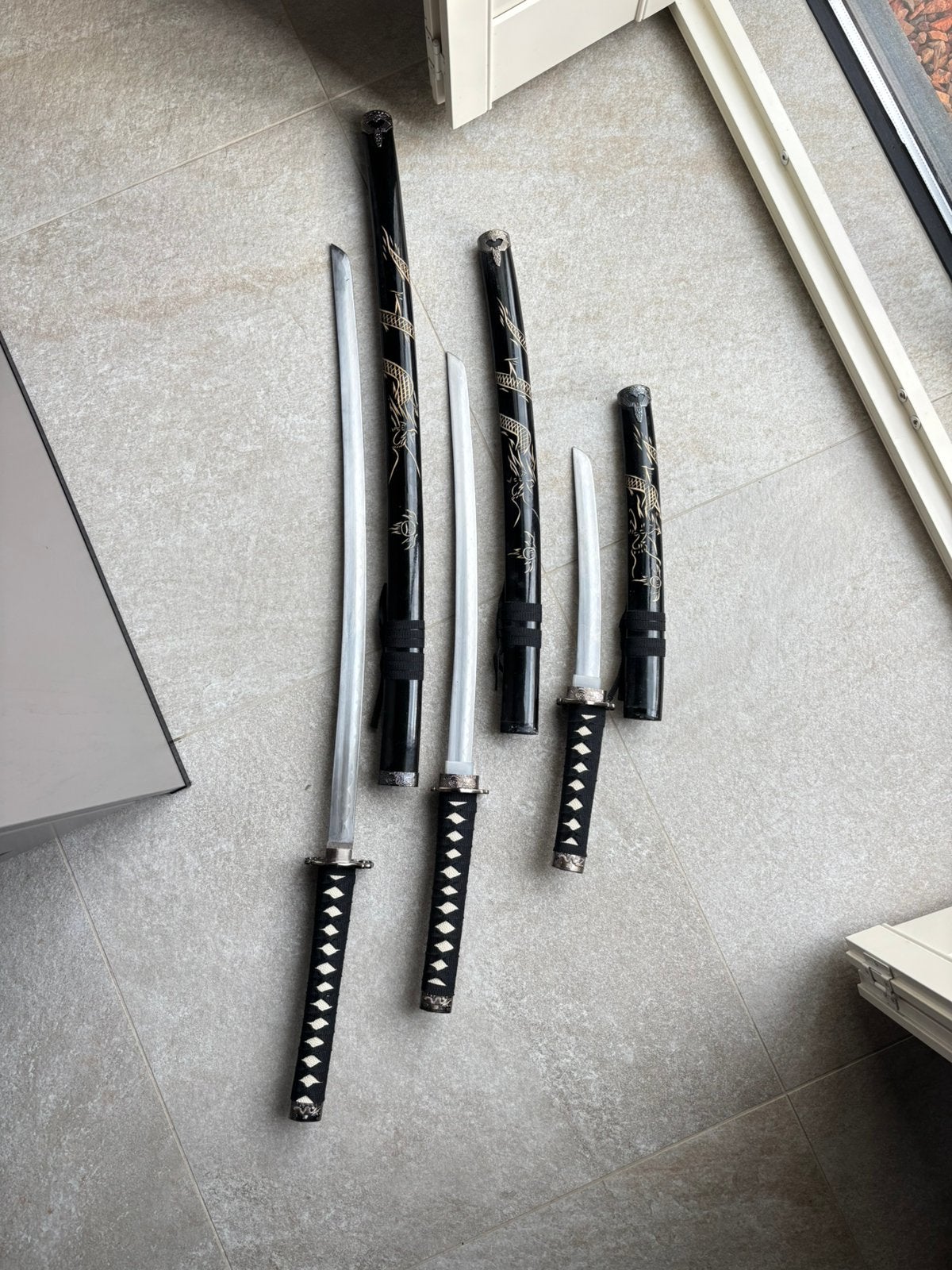 3-delige Katana Set + standaard, Ophalen