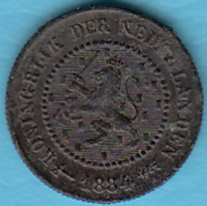 Nederland halve cent 1884 Willem III in munthouder, Postzegels en Munten, Munten | Nederland, Ophalen of Verzenden, Koning Willem III