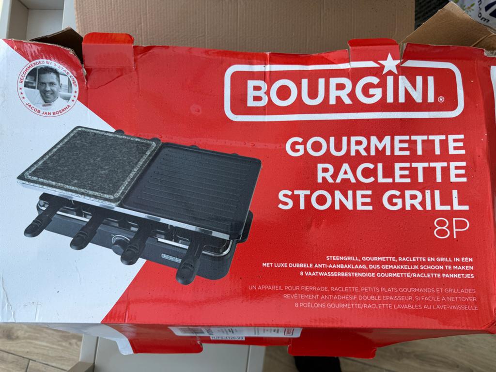 Bourgini Gourmette Raclette Stone Grill 8P - Nieuw in doos, Ophalen of Verzenden, Nieuw