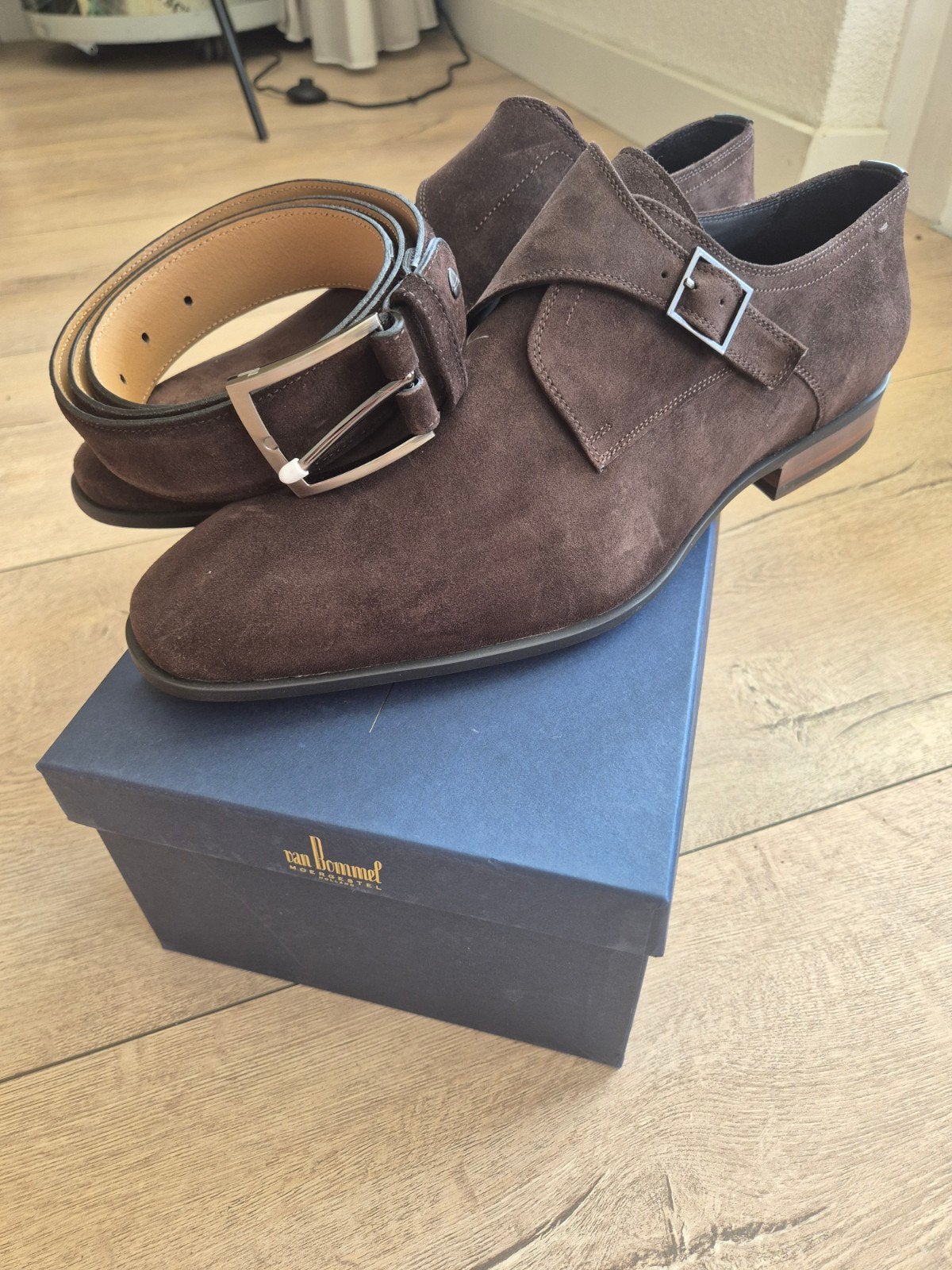 Floris van Bommel suède schoenen met riem - Maat 47,5, Bruin, Floris van Bommel, Nieuw, Ophalen of Verzenden
