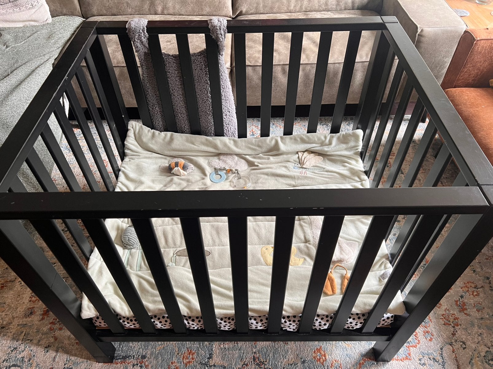 Box (TWF) met matras, boxkleed en boxzak., Ophalen, Gebruikt, Rechthoekig, In hoogte verstelbaar