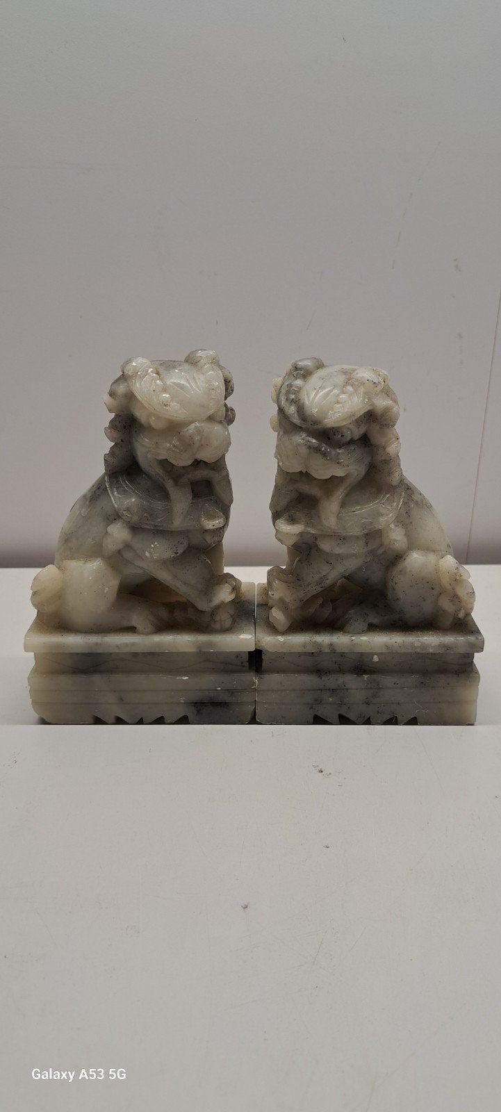 Set antieke Chinese Foo Dogs (Tempelleeuwen) Speksteen, Ophalen of Verzenden