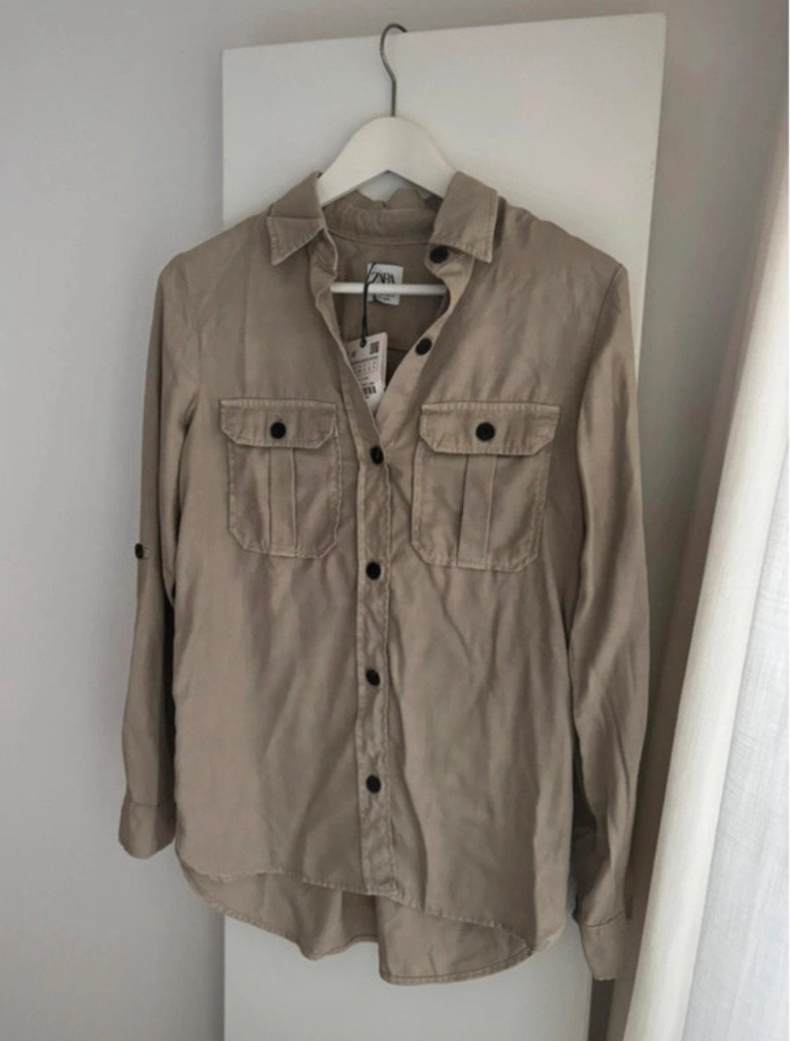 Zara groen, khaki,beige overhemd, klassieke blouse, maat S/M, Maat 38/40 (M), Nieuw, Ophalen of Verzenden, Zara