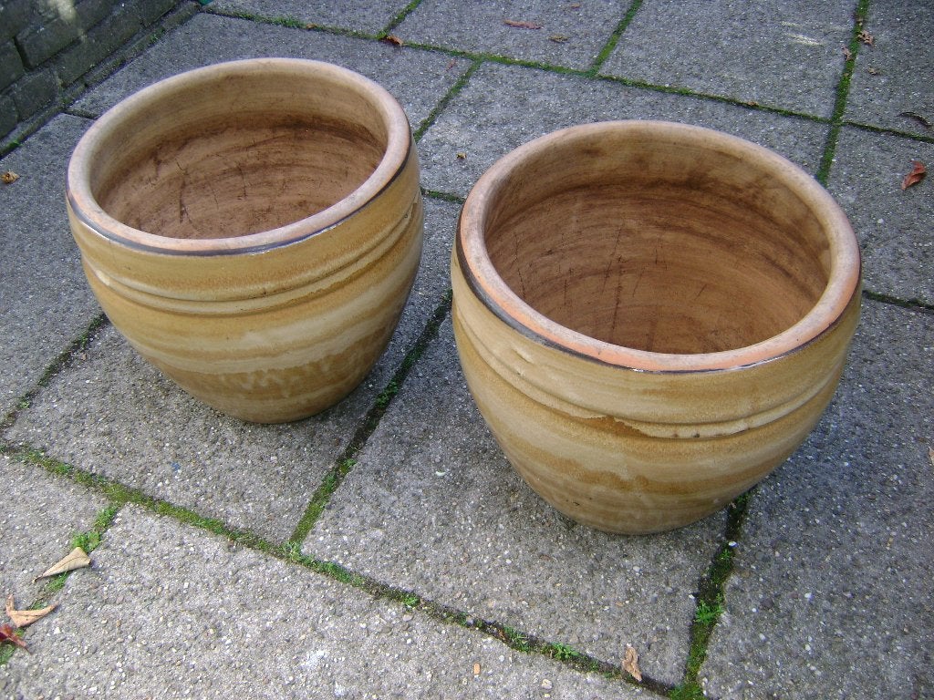 2 zware bloempotten, Tuin en Terras, Rond, Zo goed als nieuw, Minder dan 40 cm, Ophalen