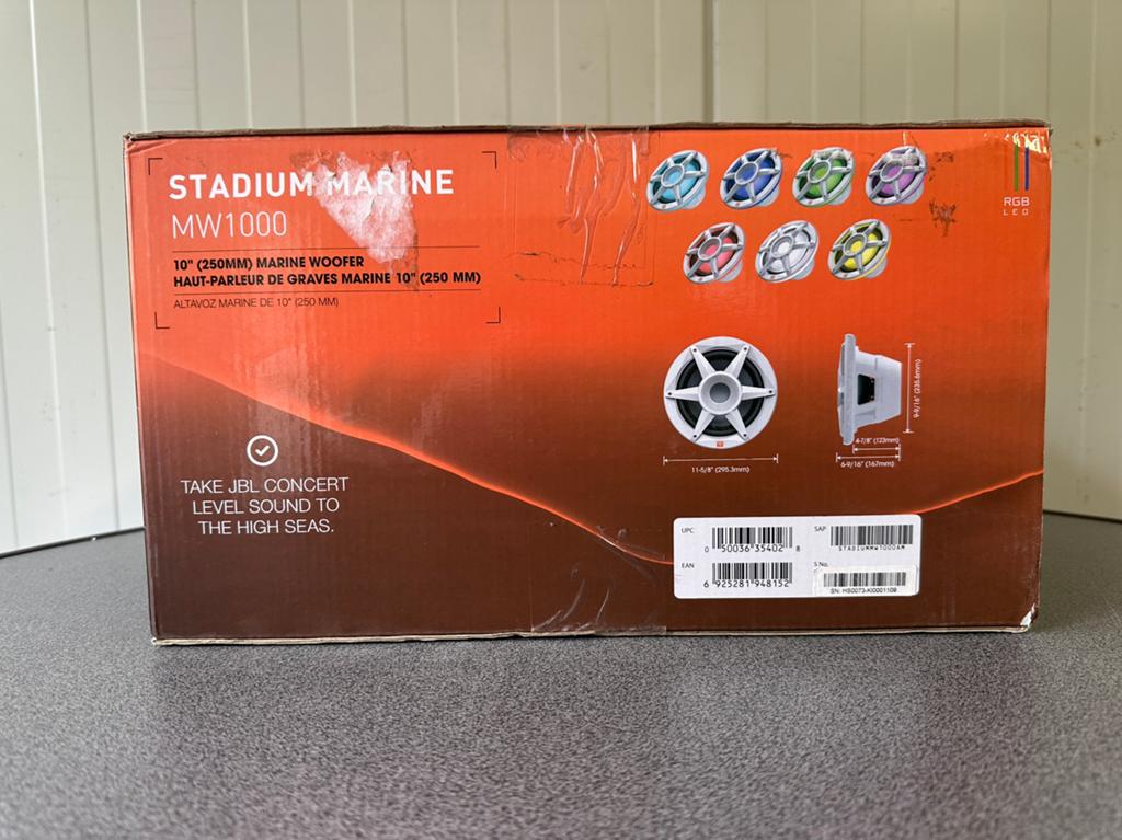 JBL Stadium Marine MW1000-10" 250mm marine woofer met licht, Auto diversen, Autospeakers, Ophalen of Verzenden, Zo goed als nieuw
