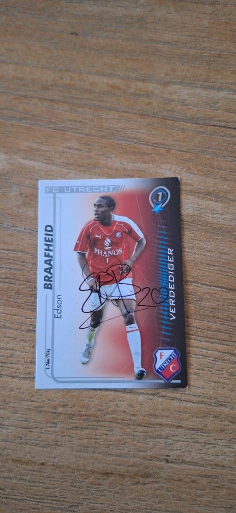 Trading card met handtekening; Edson Braafheid # FC Utrecht, Ophalen of Verzenden, Nieuw, F.C. Utrecht, Spelerskaart