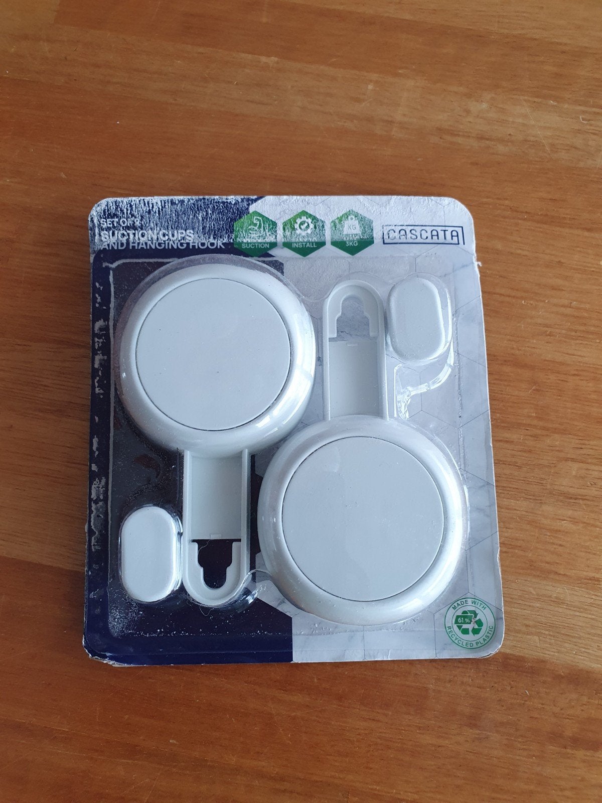 Set van 2 zuignappen en ophanghaken - Nieuw in verpakking, Nieuw, Kunststof, Ophalen of Verzenden, Modern