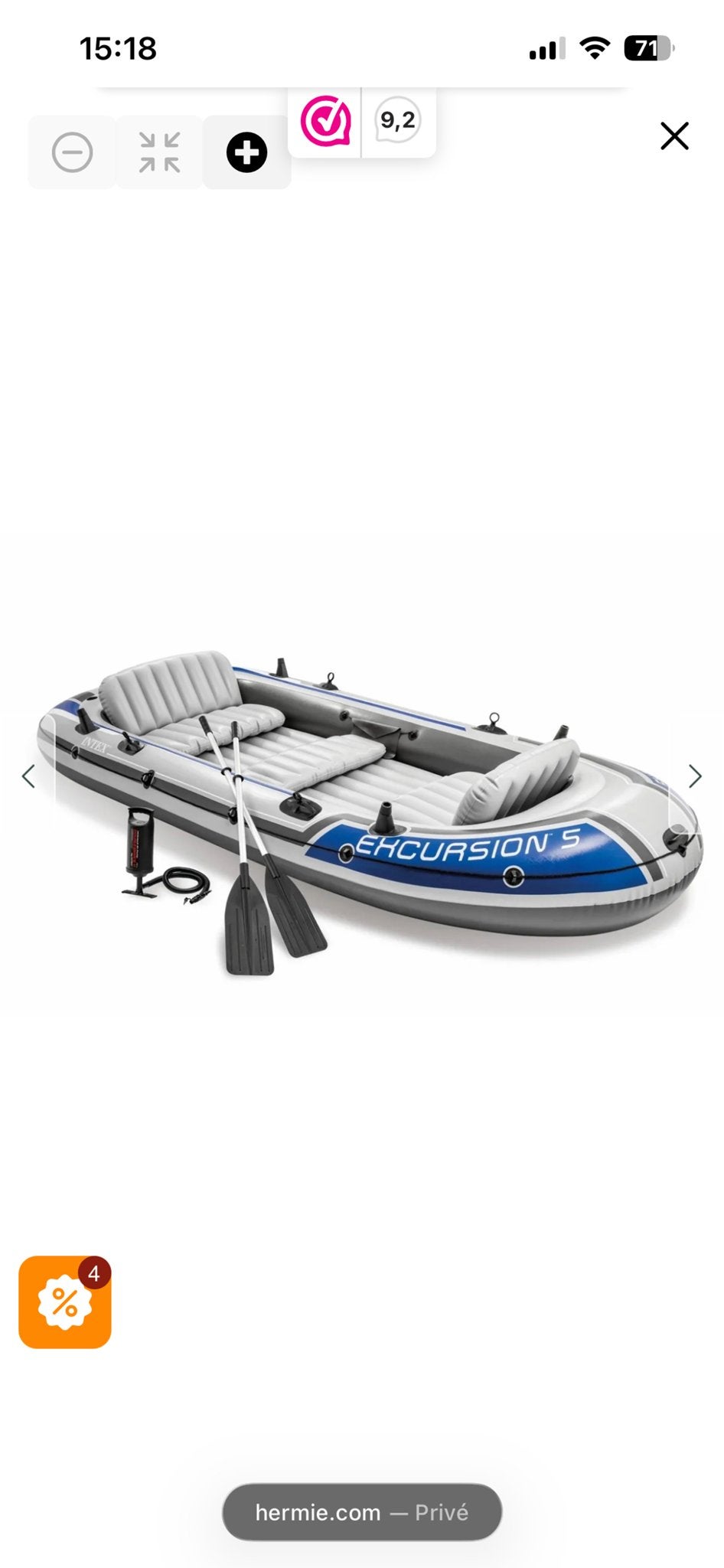 Intex Excursion 5 opblaasboot met motor en accessoires, Ophalen, Zo goed als nieuw, Motorboot