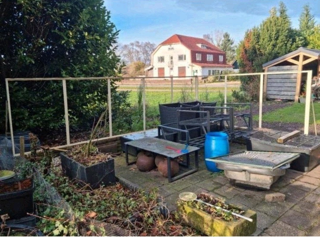 Groot kwaliteit windscherm zithoek zwaar ijzeren constructie, Tuin en Terras, Tuinschermen, Ophalen of Verzenden, Zo goed als nieuw