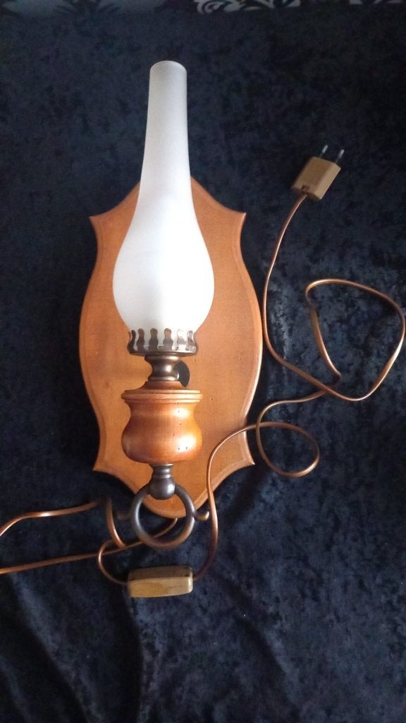 massief eiken wandlamp  Vintage Nostalgische olielamp stijl, Huis en Inrichting, Bruin, E14 (klein), Ophalen of Verzenden, Zo goed als nieuw