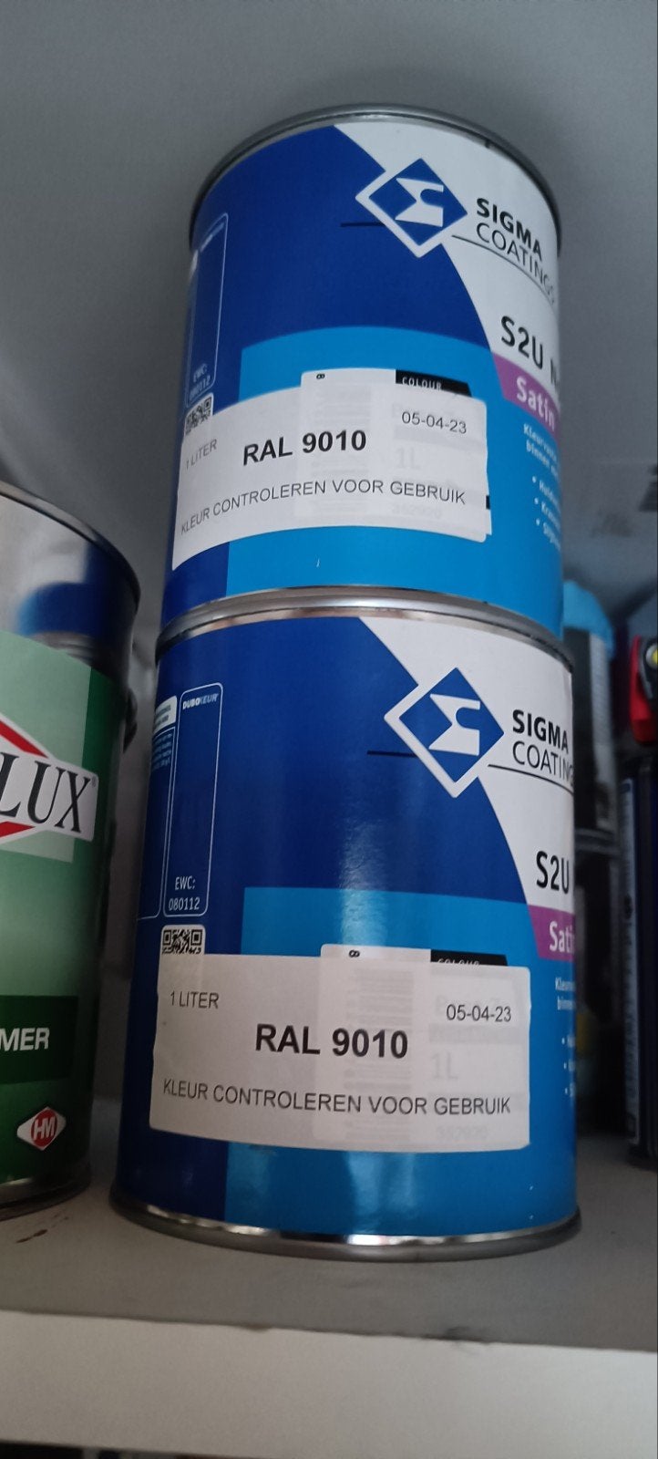 Sigma Coatings S2U Satin RAL 9010 Watergedragen Verf 1L, Wit, Nieuw, Ophalen of Verzenden, Minder dan 5 liter