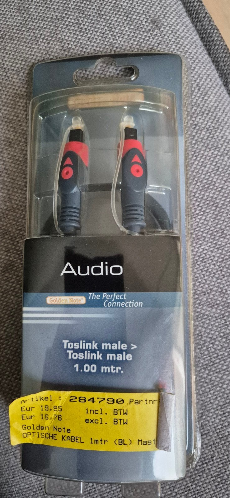 Golden Note Optische Kabel Toslink Male 1.00m, Audio, Tv en Foto, Audiokabels en Televisiekabels, Ophalen of Verzenden, Nieuw