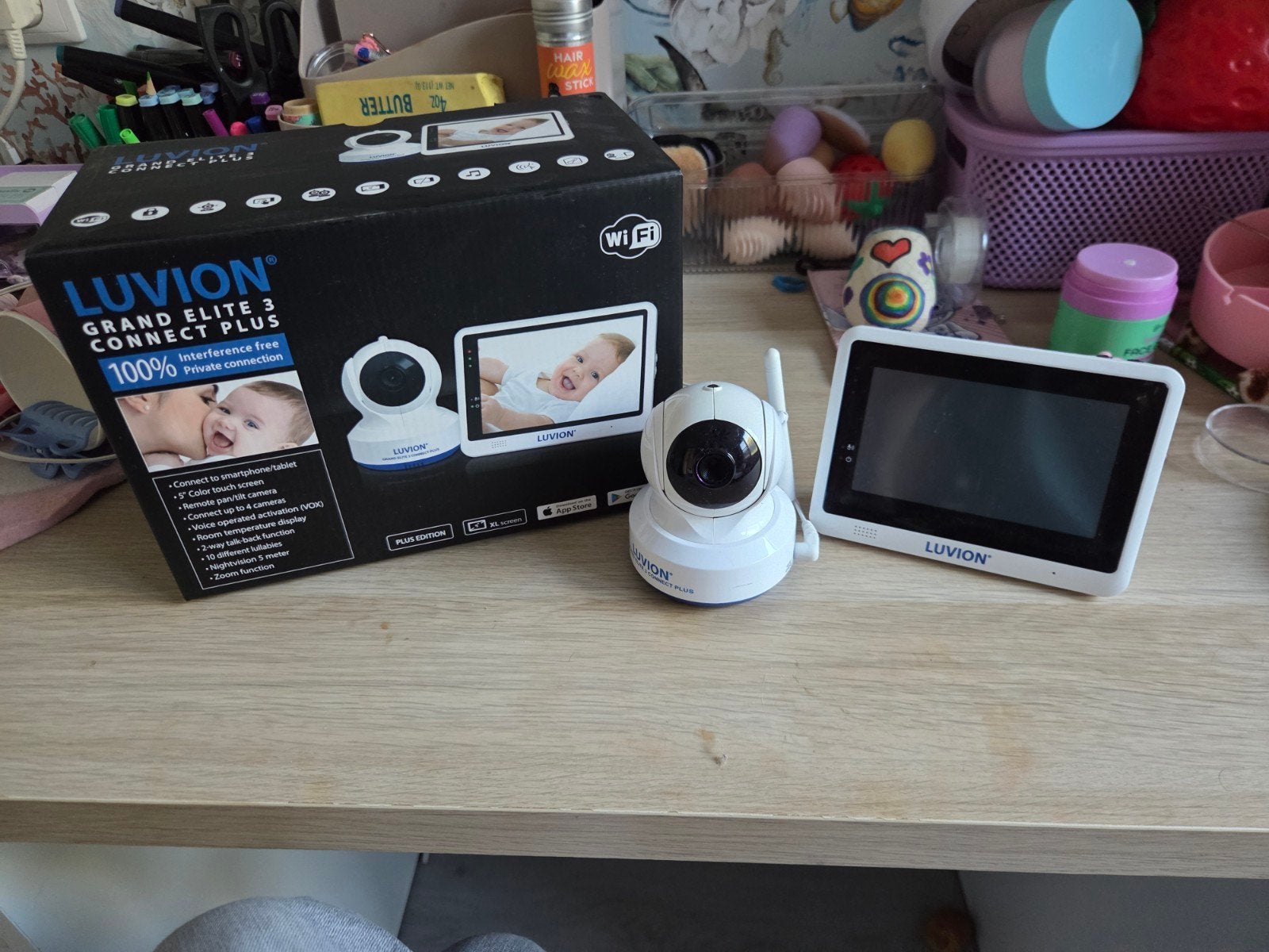 Luvion Grand Elite 3 Connect Plus babyfoon, Ophalen, Gebruikt, 100 tot 250 meter, Camera