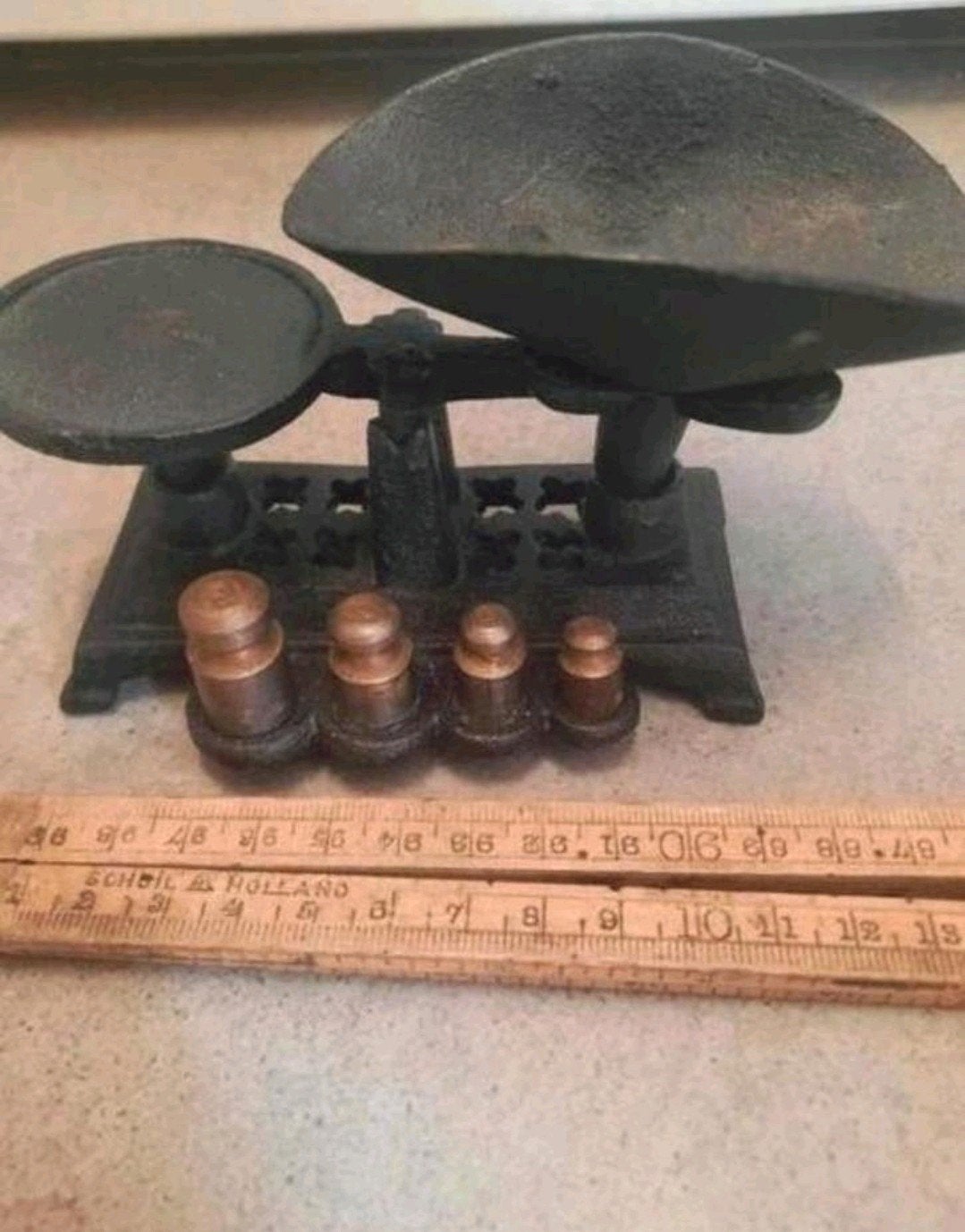 gietijzeren gietijzer weegschaal weegbalans miniatuur ..., Ophalen of Verzenden