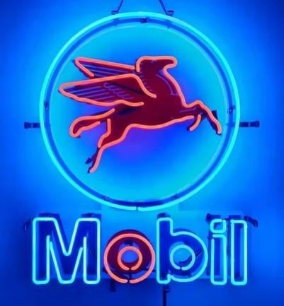 Mobil neon en veel andere garage showroom americana neons, Verzamelen, Merken en Reclamevoorwerpen, Lichtbak of (neon) lamp, Nieuw