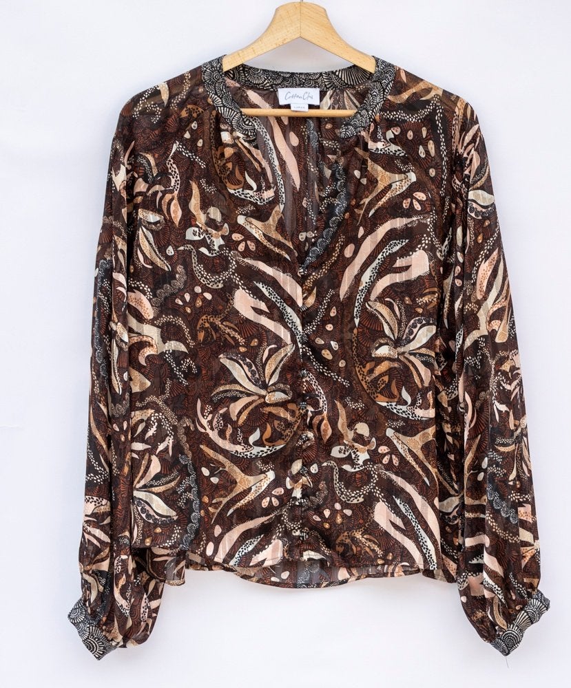 Dames blouse, Kleding | Dames, Blouses en Tunieken, Bruin, Maat 42/44 (L), Ophalen of Verzenden, Cotton Club