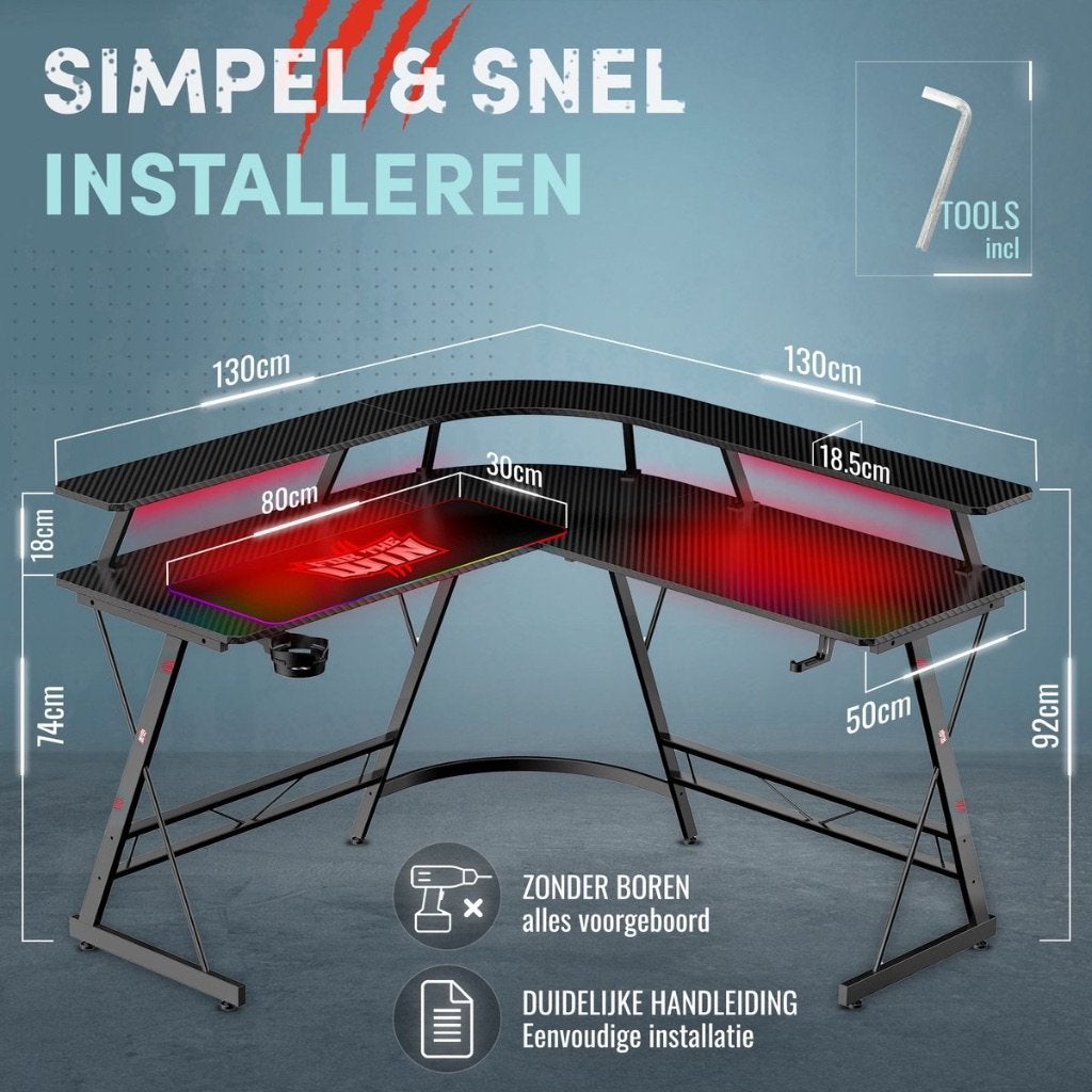 Game buro, Ophalen, Zwart, Zo goed als nieuw, Gamingbureau