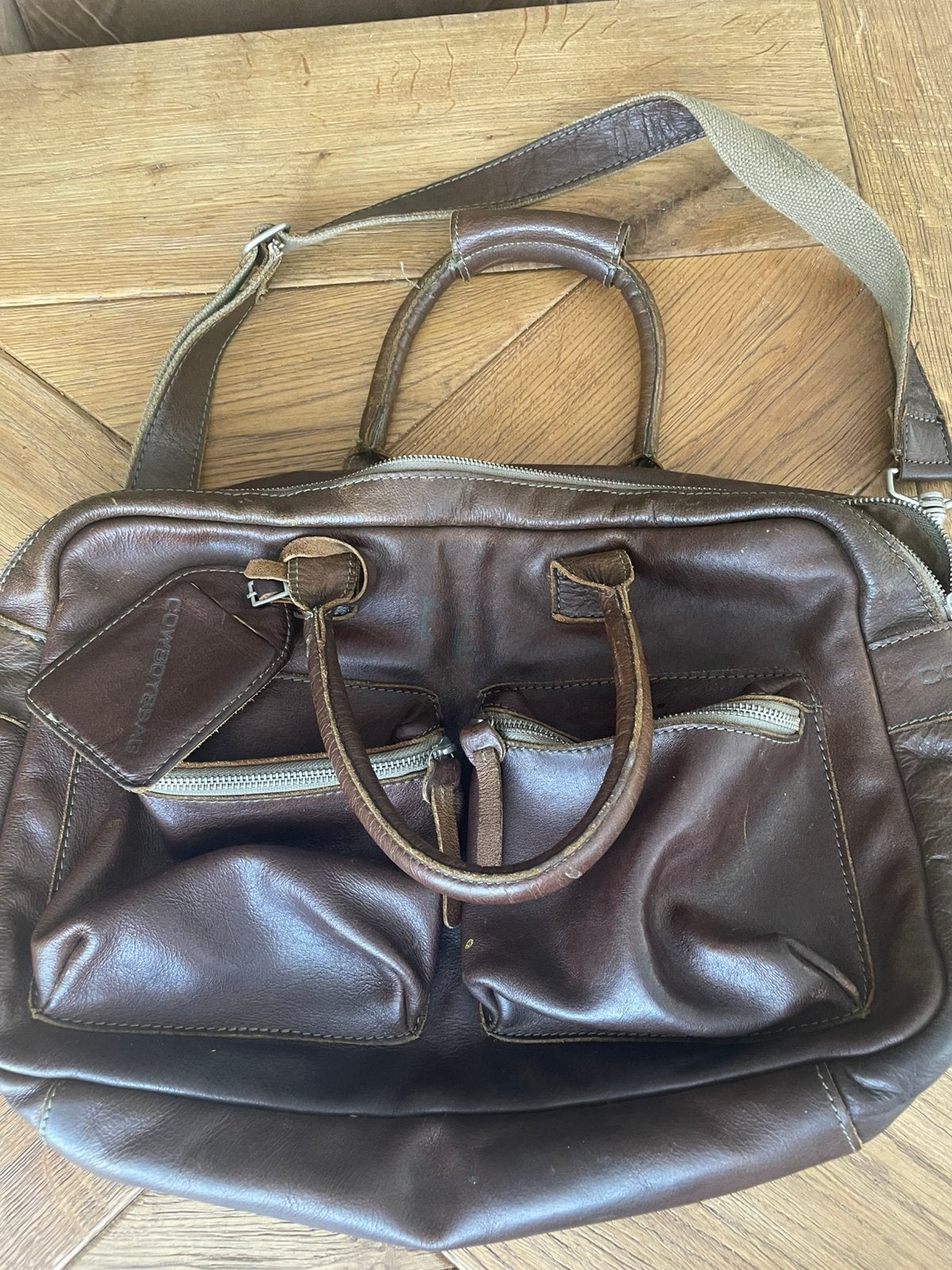 Origineel, grote cowboysbag leren tas, Ophalen of Verzenden, Zo goed als nieuw, Bruin