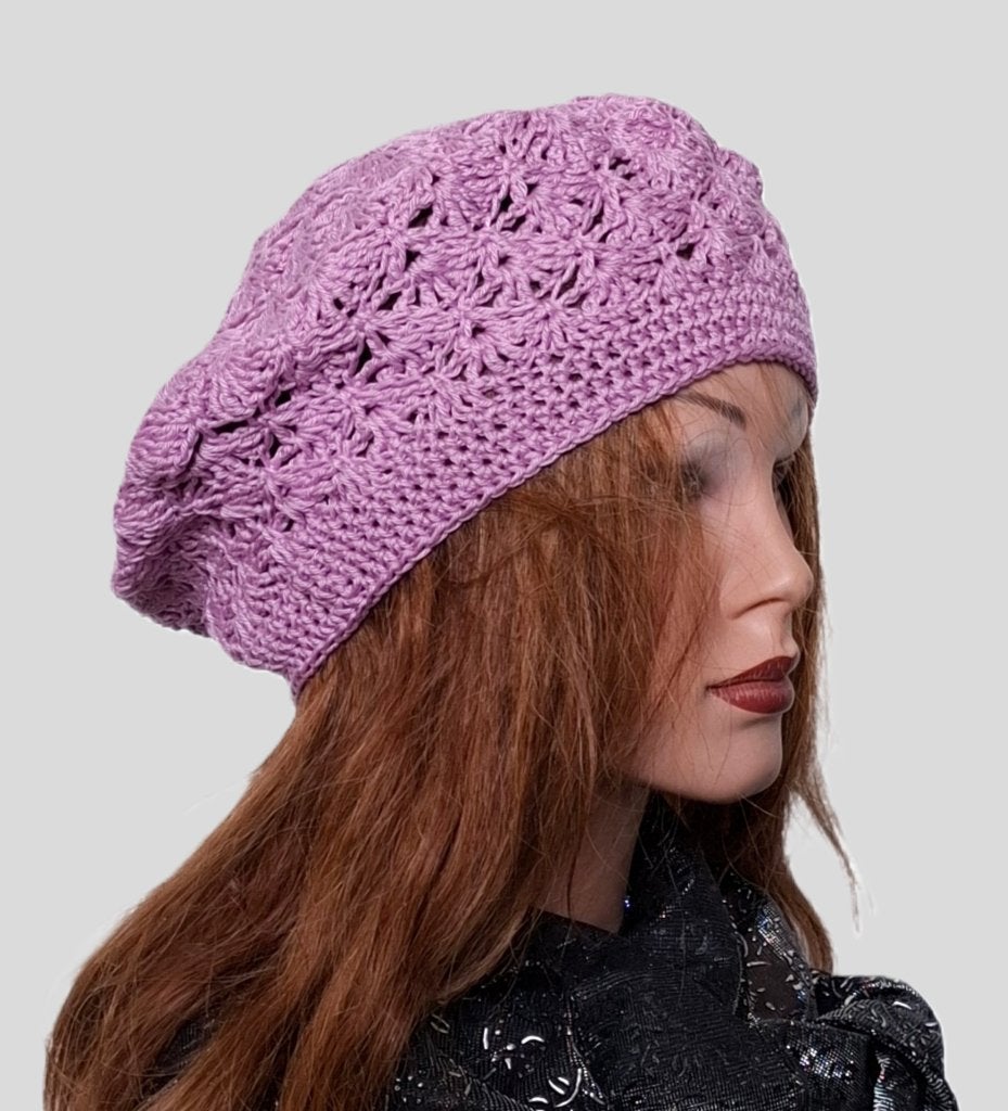 zomer baret Lila, Handgemaakt, Verzenden, Nieuw, Muts
