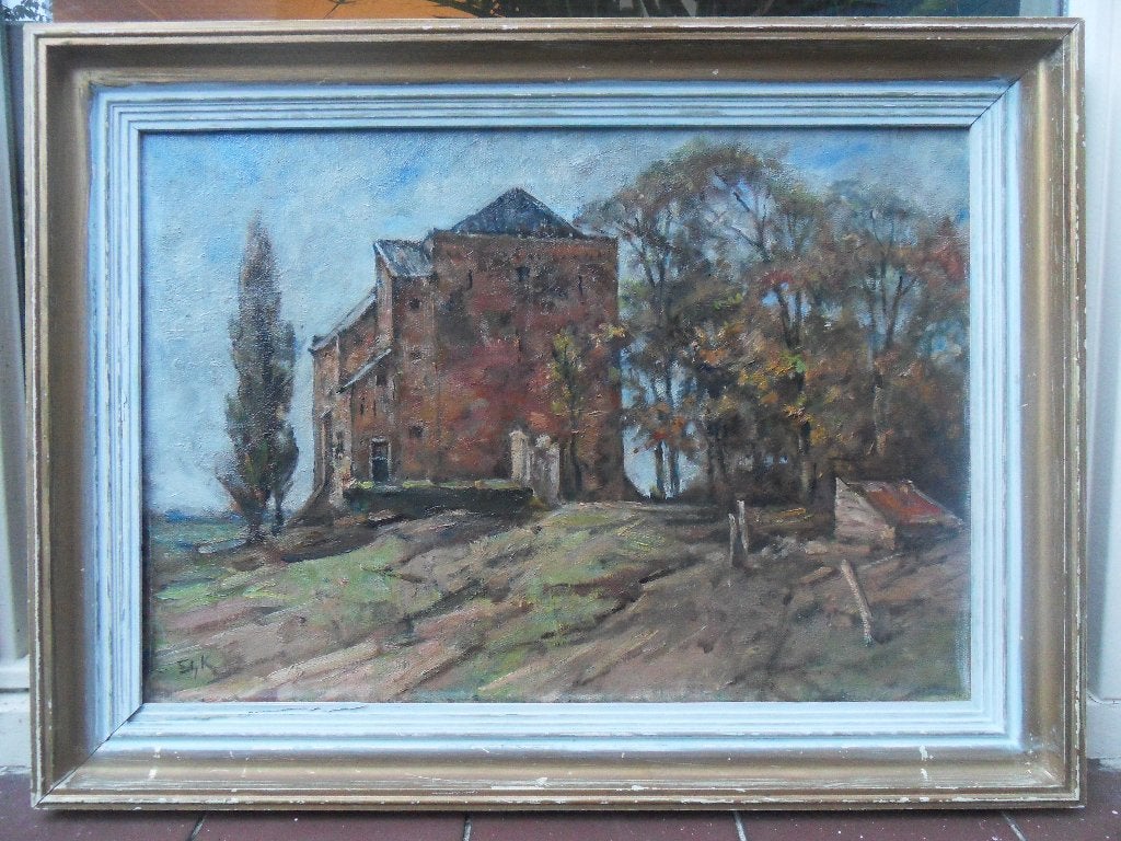 Edzard Koning (1869-1954) - Kasteelruïne Nijenbeek, Antiek en Kunst, Kunst | Schilderijen | Klassiek, Ophalen