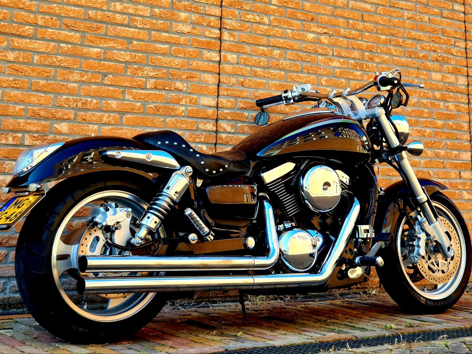 Dikke Kawasaki VN1500 Mean Streak, 2 cilinders, Sportuitlaat, Chopper, Bedrijf