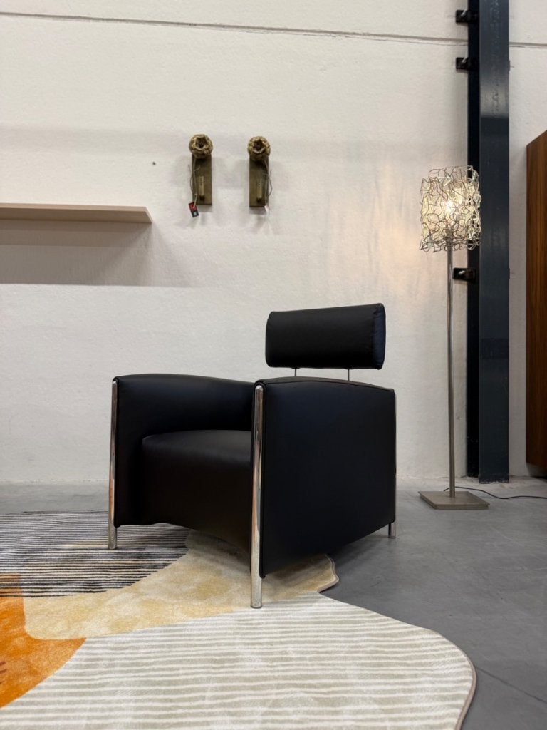 2 Nieuw Leolux Goncharov fauteuil zwart leer Design stoel, Leolux, Info@leolux.nl, Nieuw, Ophalen of Verzenden