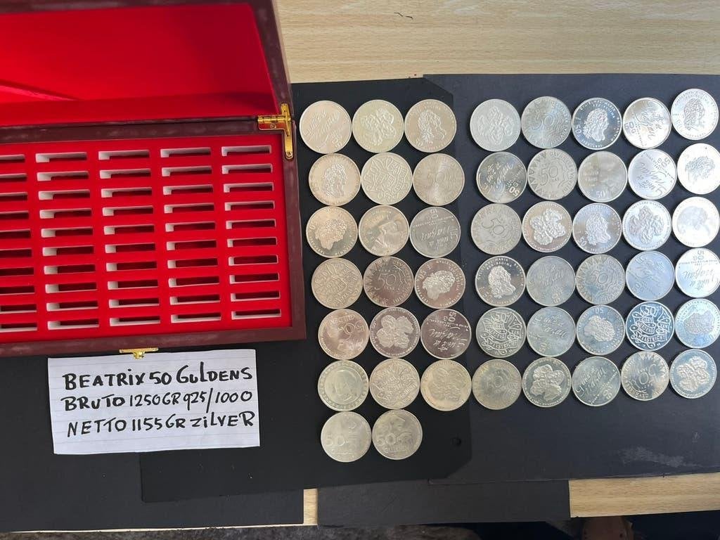 BEATRIX MOOIE 50 GULDEN  IN LUXE MUNTEN BOX, Koningin Beatrix, Zilver, 50 gulden, Verzenden