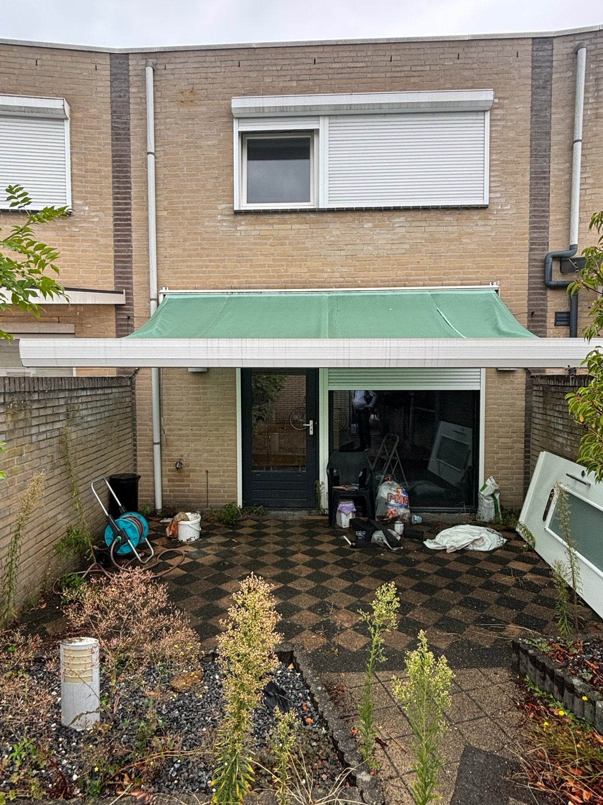 Groen knikarmscherm, gebruikt, breedte 250-450 cm, Ophalen, Gebruikt, 150 tot 300 cm, 250 cm tot 450 cm