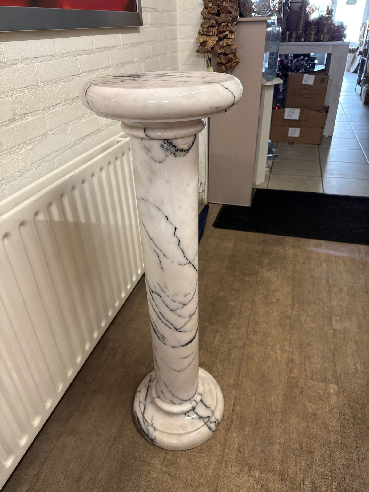 Elegante marmeren zuil - Wit met zwarte aders, Antiek en Kunst, Ophalen