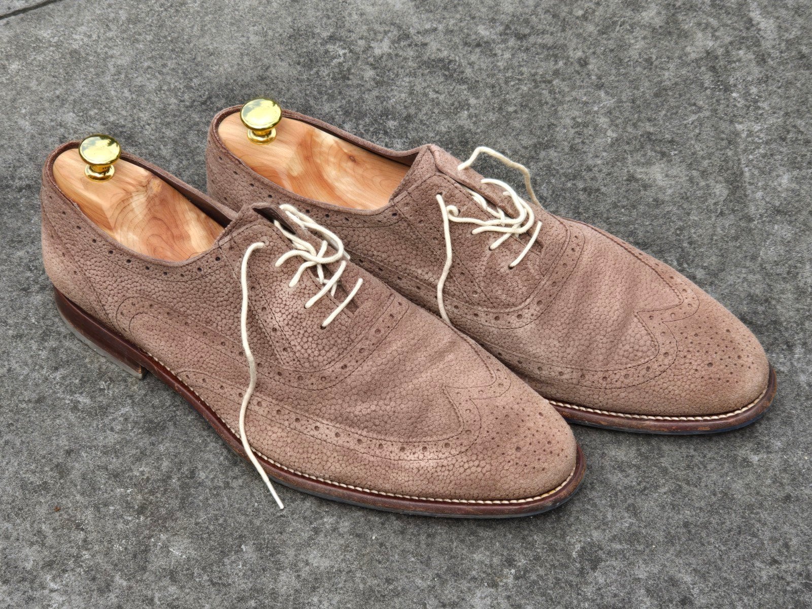 Van Bommel suède brogues – Taupe,  Maat 44,5/45,  bijna nieu, Kleding | Heren, Bruin, Ophalen of Verzenden, Van Bommel, Gedragen