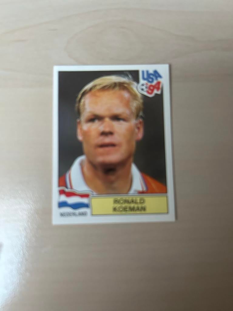 Panini USA 94 Ronald Koeman Spelerskaart, Ophalen of Verzenden, Zo goed als nieuw, Overige binnenlandse clubs, Poster, Plaatje of Sticker