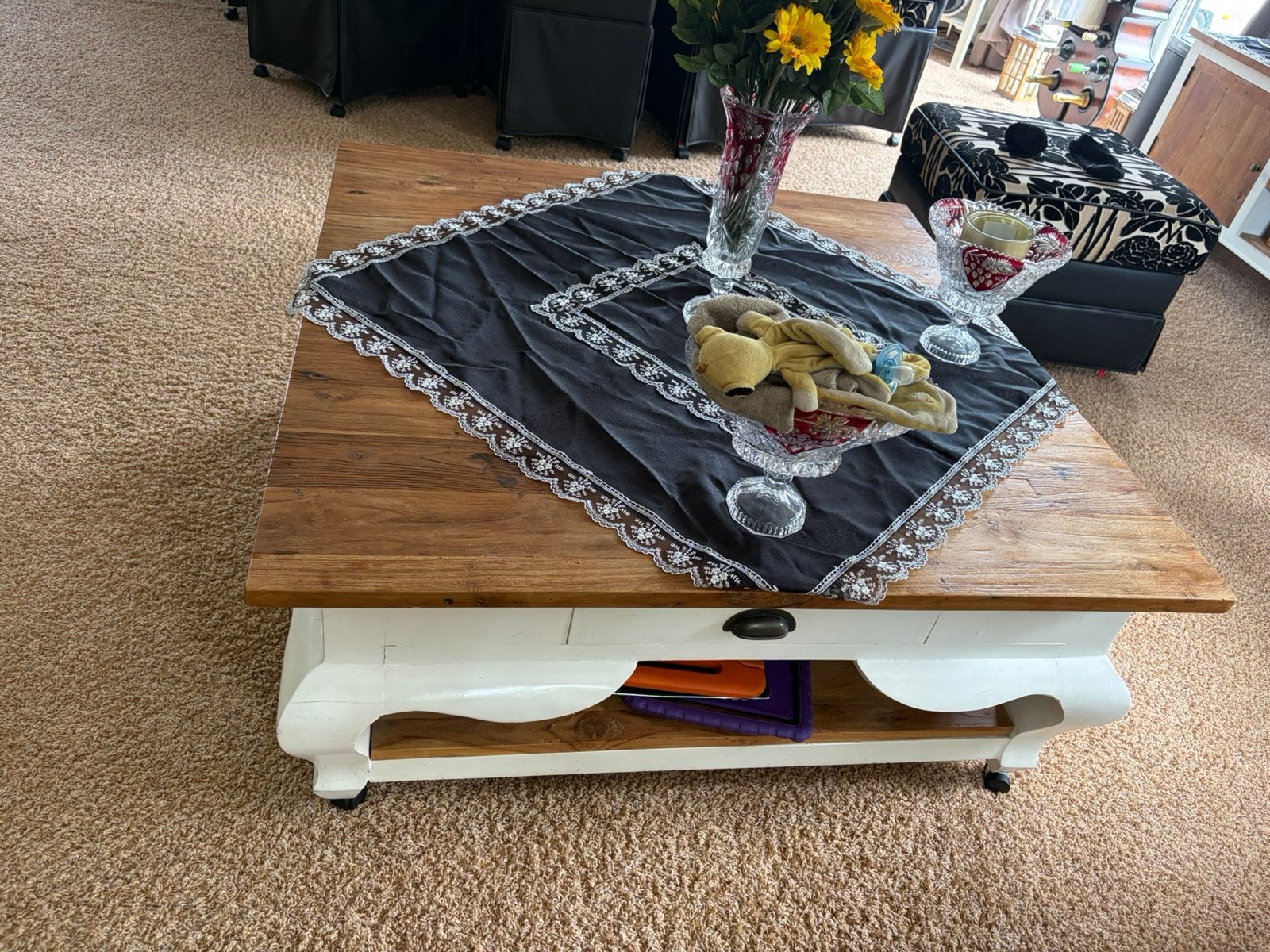 Landelijke salon tafel, Huis en Inrichting, 100 tot 150 cm, Zo goed als nieuw, Rechthoekig, 50 tot 100 cm