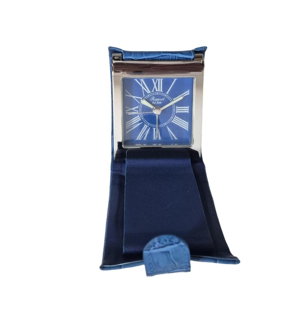 Rapport London Luxe Travel Clock Blauw met Etui & Doos, Ophalen of Verzenden, Nieuw, Leer, Overige merken