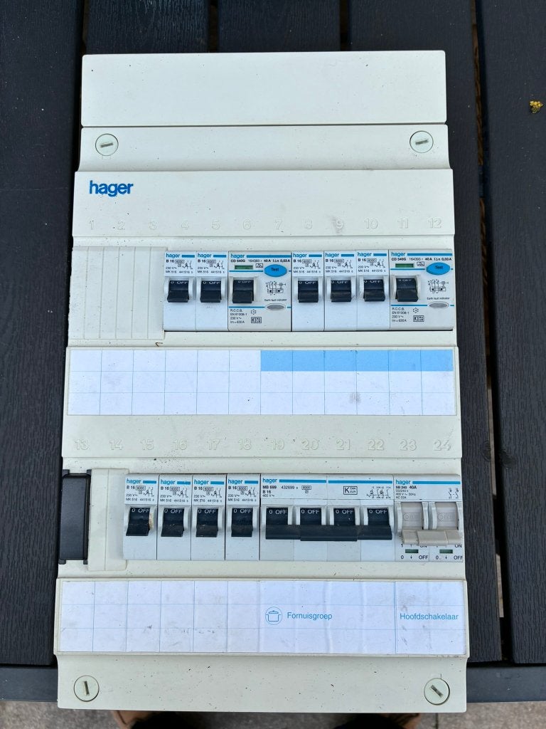 Hager groepenkast 9 groepen + kookgroep met aardlek, Ophalen of Verzenden, Zo goed als nieuw, Hager, Groepenkast