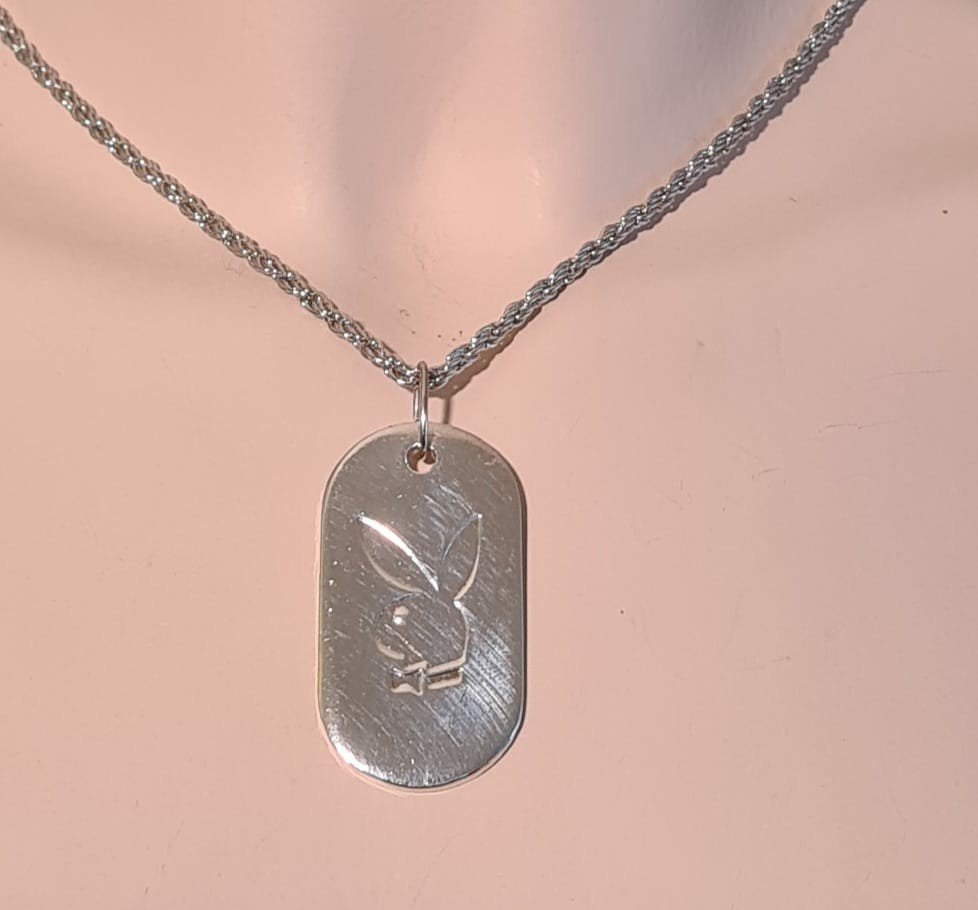 Vintage Playboy Dog Tag ketting (Y2K deadstock), Ophalen of Verzenden, Nieuw, Zilver, Overige materialen
