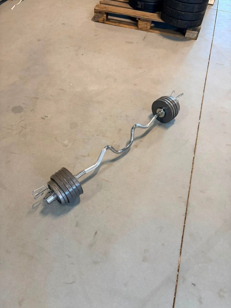 Muscle Power super curl bar set 34KG nieuw!, Ophalen, Zo goed als nieuw, Halterstangen