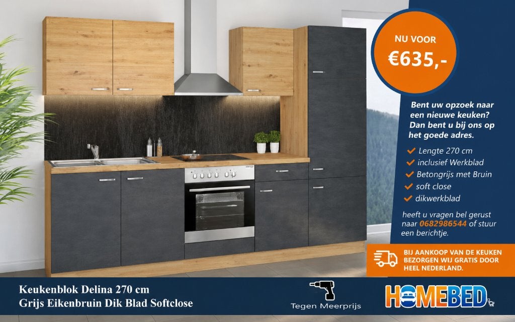 Keuken nieuw 270 cm, Ophalen of Verzenden, Nieuw, Overige materialen, Enkelwandige keuken