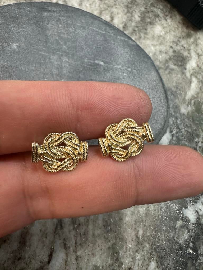 14k Gouden Mattenkloppers Oorbellen Unisex, Ophalen of Verzenden, Nieuw, Goud, Knopjes of Stekers